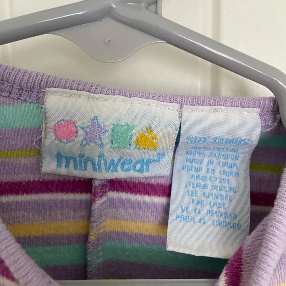 Vintage Miniwear baby‎ girl’s striped onesie — 12 months - Picture 3 of 6